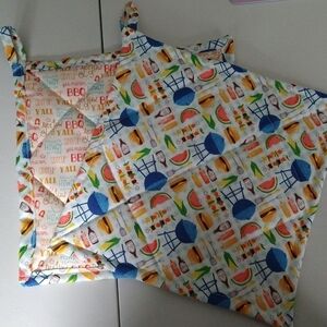 BBQ homemade pot holders. New 8X8 quilted holders.